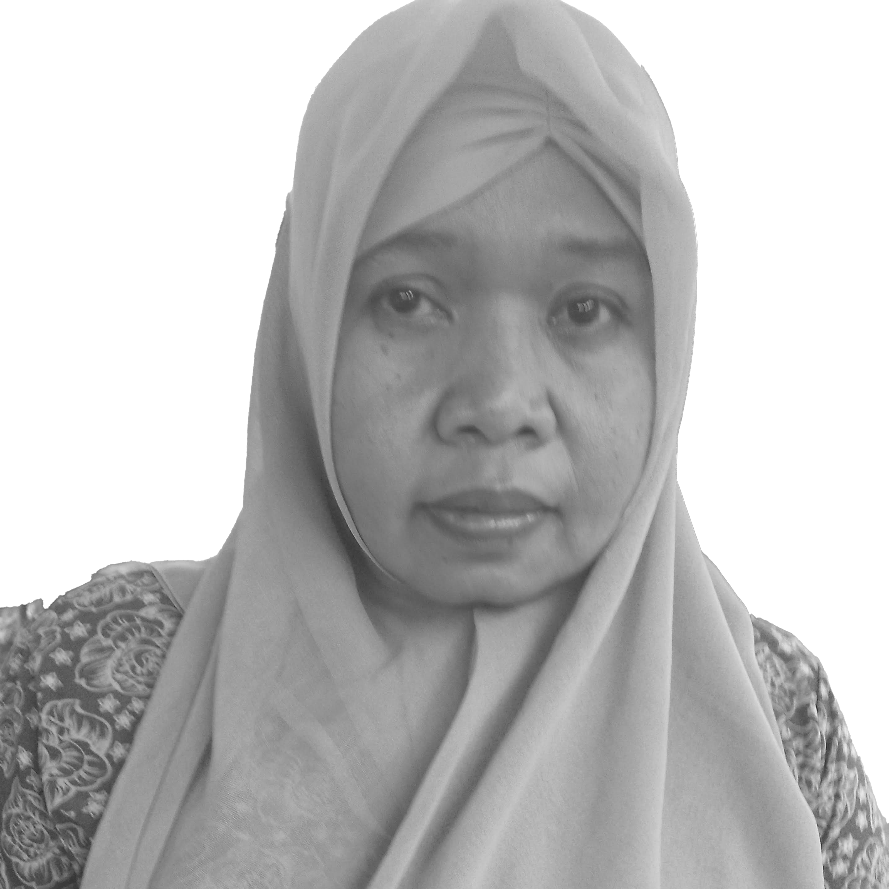 Sri Sukarni looks into the camera.