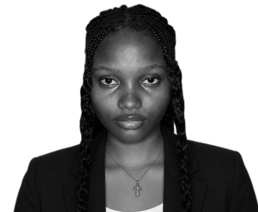 Racheal Majekodunmi startes into the camera with a serious look on her face.
